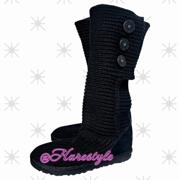 Ugg black Carly sweater tall boots 8 - Picture 2 of 16